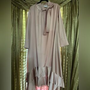 Dainty Jewells Blush Pink Tie-Neck Ruffle Hem Dress